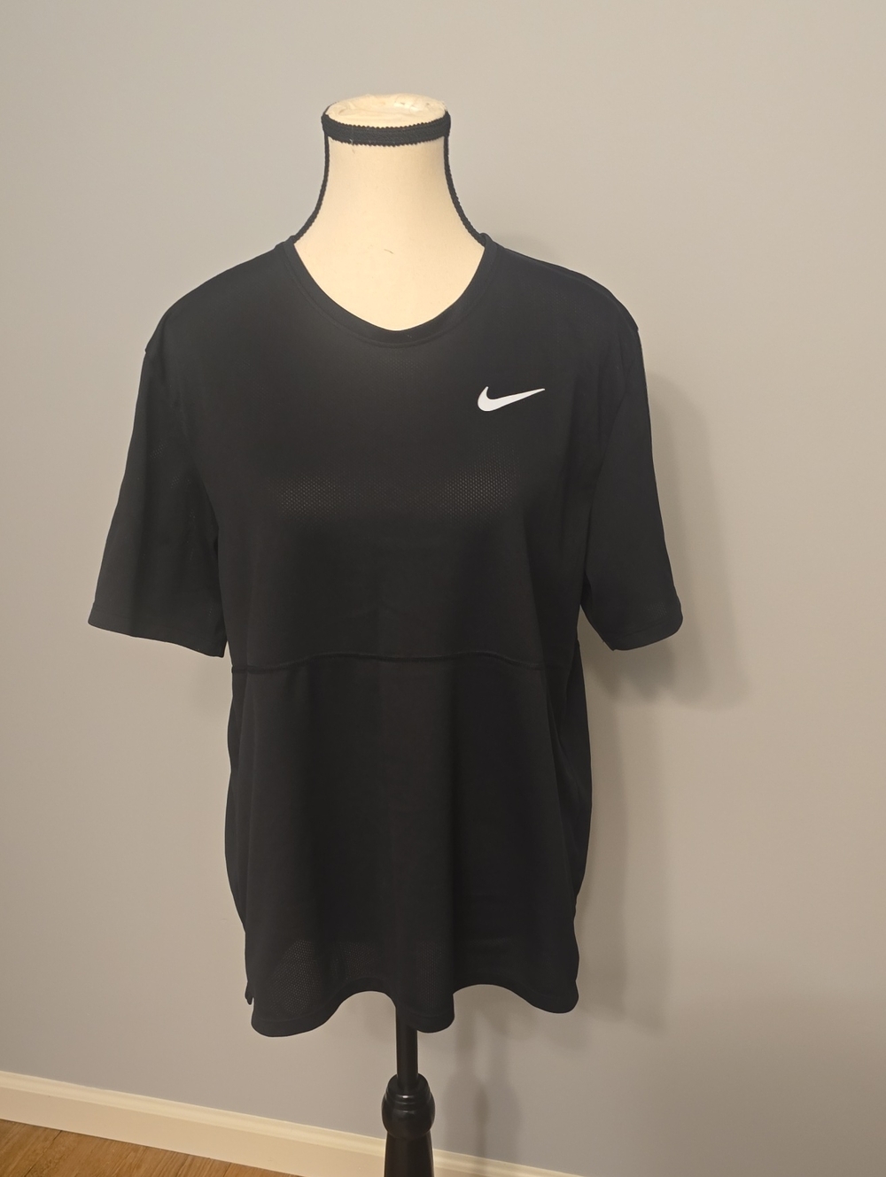 Nike Black Short Sleeve Performance Tee with White Swoosh